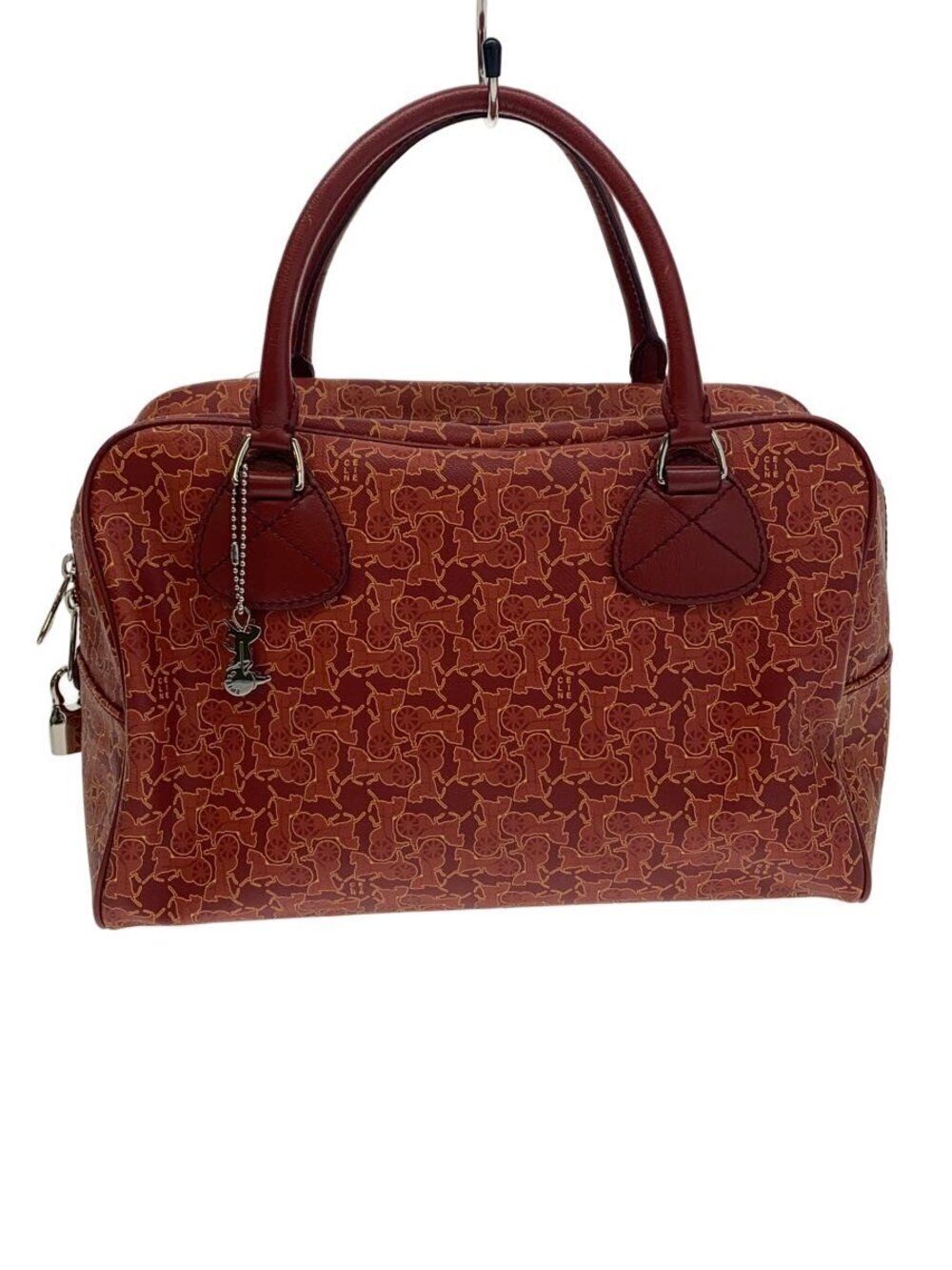 Celine Sulky Carriage Boston Bag Leather Orange All over